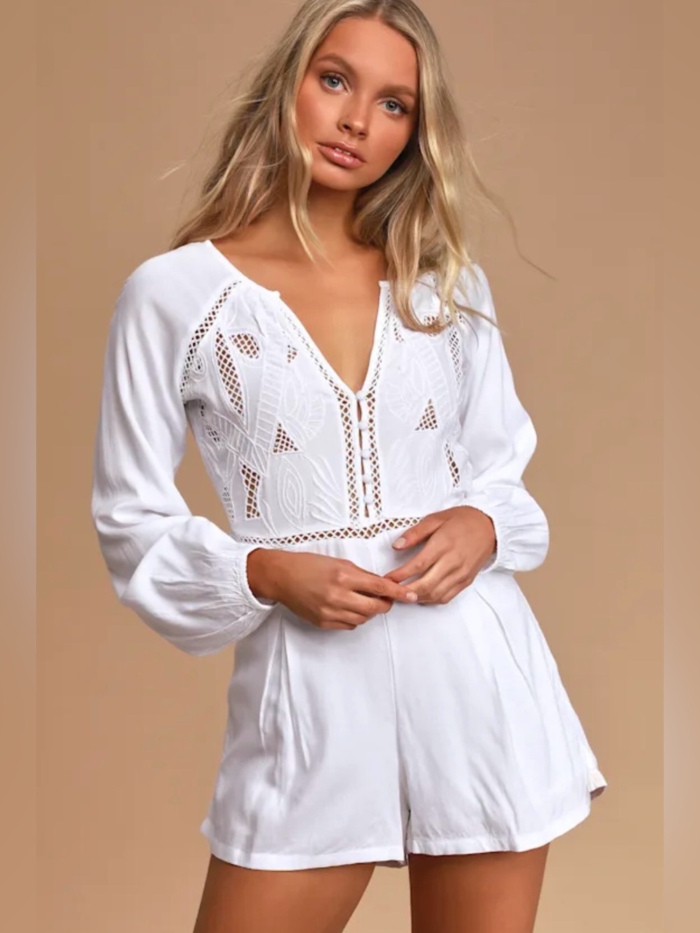 O’Neill Ryana Embroidered Long Sleeve Romper